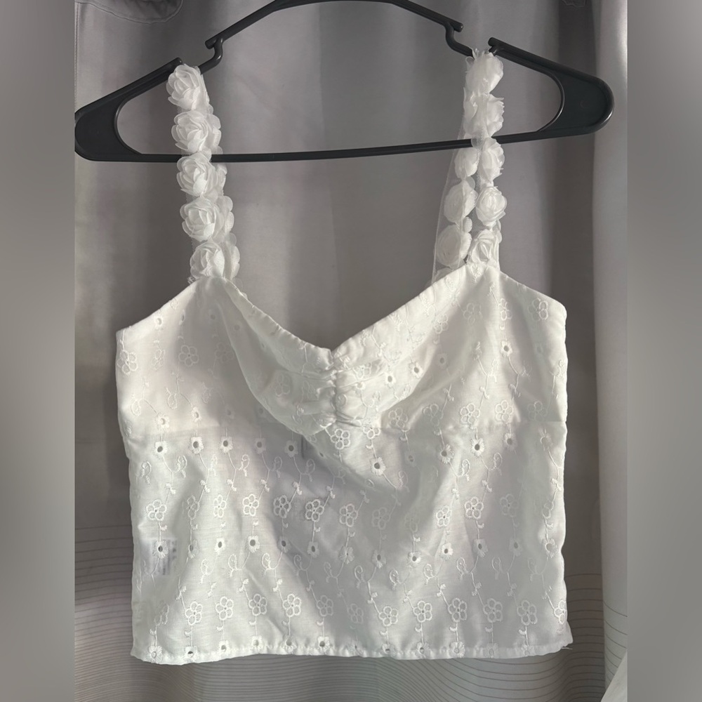 Princess Polly White Sleeveless Tie Front Crop Top